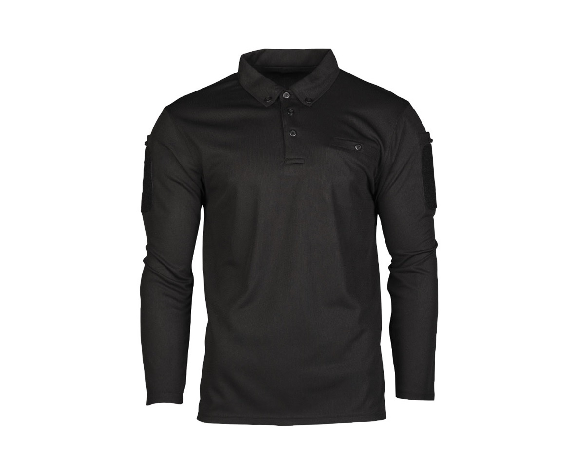 BLUZA TACTICA POLO CU USCARE RAPIDA - MANECA LUNGA - NEGRU